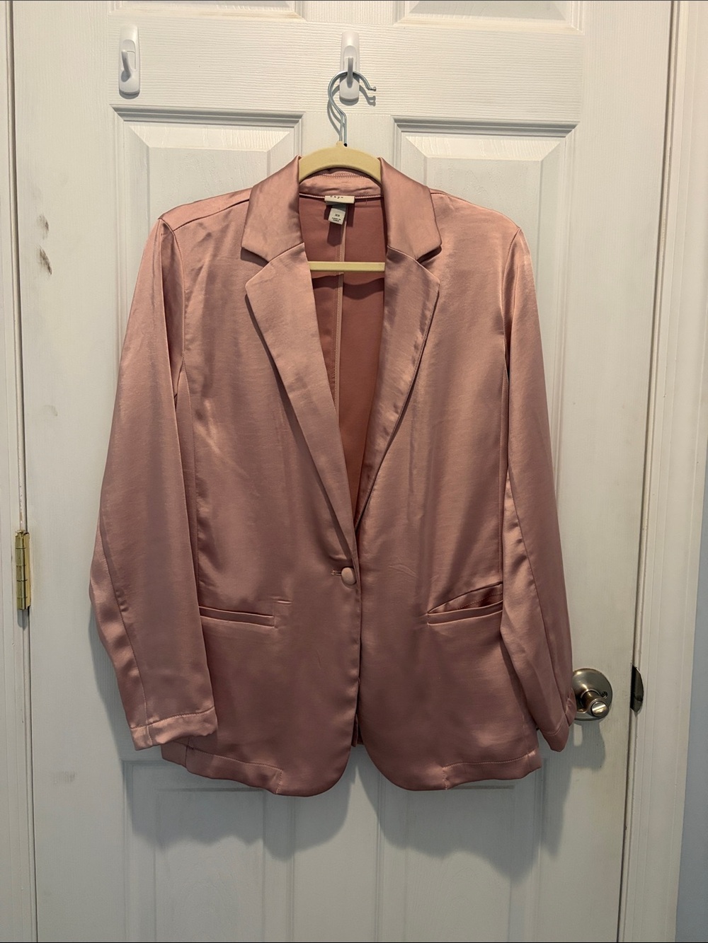 a new day Satin Blush Pink Single-Button Blazer